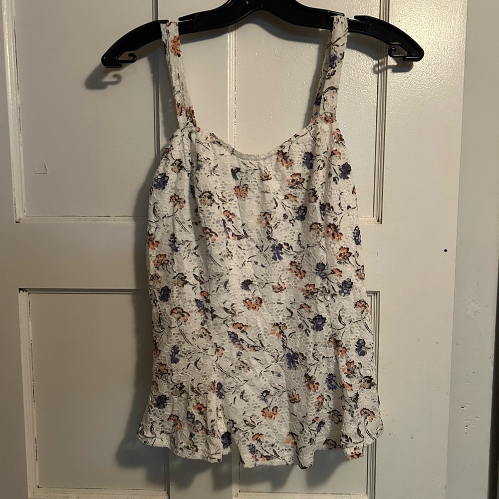 Suzy Shier Floral Camisole in Cream and Blue - Picture 1 of 2